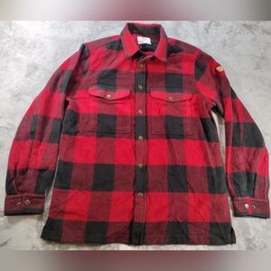 Fjallraven Canada Shirt Large Red Buffalo Plaid Wool Blend Snap Flannel Shacket